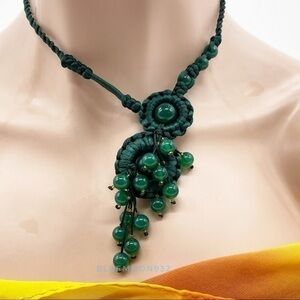 Unique Green Beaded Asymmetrical Necklace NEW